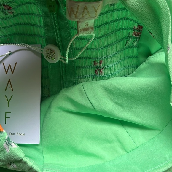 WAYF NEW Wrap Front Tie Strap Mini Dress in Mint Ditsy, Women’s Sz S - Picture 11 of 12